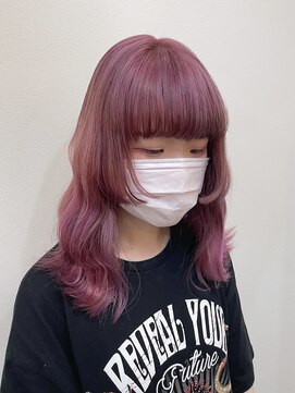 リノショアーズ 日本大通り店(RINOSHORES) 韓国風ヨシンモリ姫カットウェーブカシスピンクハイトーンmaaya
