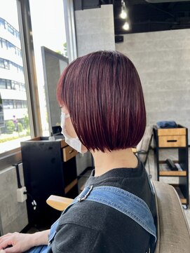 ソイクフ(SOY KUFU) 20代30代40代イメチェン似合わせカットフルバングレッドブラウン