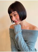 やっぱり人気の切りっぱなしボブ/ぱっつん前髪/アッシュブラック