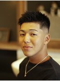 アップバングショート×スキンフェード刈り上げビジネスモテ髪