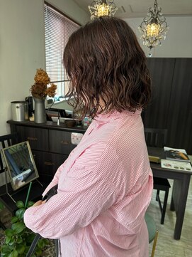 マイ ヘア デザイン 岡崎(MY hair design) 小顔大人可愛いニュアンスパーマボブ×ナチュラルブラウン
