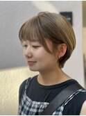 ミルクティーベージュ×丸みショート