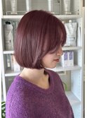 春カラーピンクベージュ〇ダブルカラーあごボブミニボブ丸みボブ