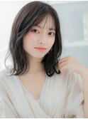 暗髪バレイヤージュくせ毛風エアリーミディa越谷20代30代40代!
