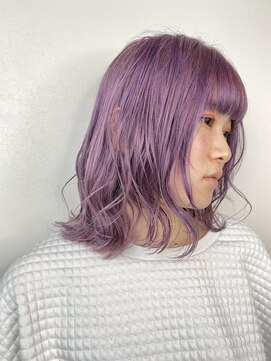 オンザ(ONTHE) くすみ透明感パープルシルバーミディアムボブ