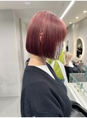 ぱつっとボブ×ピンク