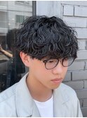波巻きスパイラル刈り上げマッシュ