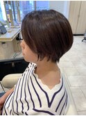 40代50代60代ショートボブ/デザインカラー/メリハリショート/