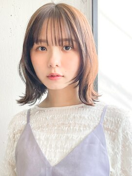 アグノス 青山(Agnos) ◎ミニウルフホワイトグレージュデジタルパーマチェリーブラウン