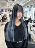 社築インナーカラーブルーシルバー韓国ヘア