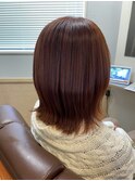 オレンジブラウン×外はねボブ