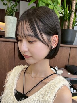 ノード(NODE) 栄小顔丸みボブ透明感カラー耳かけスタイル