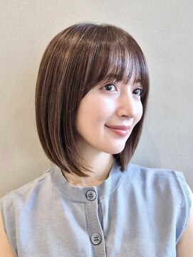 ソワネ 表参道(soigne) 表参道酸性ストレートミディアムボブ髪質改善アッシュグレー30代