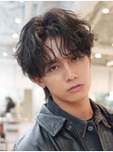 銀座シャドウパーマニュアンスパーマツーブロックメンズパーマ　