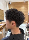 ツーブロック波巻きパーマ