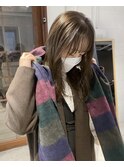 【中澤彩乃】パールベージュレイヤーカットケアブリーチ前髪