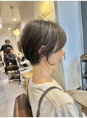 大人可愛い20代30代40代丸みショートボブ/白髪染め/ハイライト