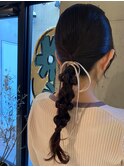 大人ガーリー　編み下ろし　ドレスヘアセット　二次会　結婚式