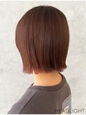 切りっぱなしボブ×ピンクブラウン