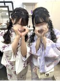 【推し活】髪の毛リボン ツイン編みおろし