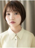 ダークブラウン前下がり小顔丸みショートボブTd3戸頭20代30代