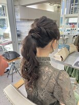 結婚式およばれヘアセット　ヘアアアレンジ　ポニーテール