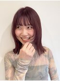 春カラー　切りっぱなしボブ　顔まわりレイヤー　結べるボブ