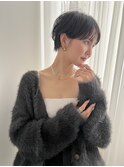 40代小顔マッシュショート/抜け感シースルーバング/ラテベージュ