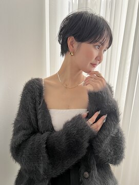 ティーヘア(t.hair) 40代小顔マッシュショート/抜け感シースルーバング/ラテベージュ