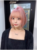 ホワイトピンク/レイヤーボブ/顔周りレイヤー／名駅