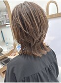 ブリーチなしオリーブアッシュ×夏モード透明感外ハネ◎