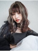 デザインカラー前髪カット韓国ヘア顔周りレイヤー_F30996