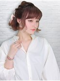 編み込みリボンハーフアップ