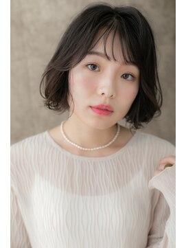 カバーヘア ブリス 川口(COVER HAIR bliss) アッシュブラックくせ毛風AラインボブパーマY川口20代30代40代
