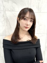 前髪あり韓国美髪エアリーロングピンクブラウン切りっぱなしボブ