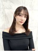 前髪あり韓国美髪エアリーロングピンクブラウン切りっぱなしボブ
