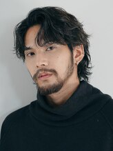 メンズウルフにパーマのデザインで、男らしい無骨な印象に＊帽子をかぶってもカッコいいシルエットに＊