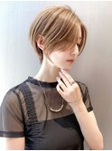 大人ショート/縮毛矯正/学割U24/ブルーカラー/くすみベージュ