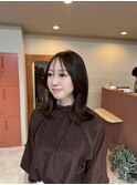 切りっぱなしミディアム×シースルーバング