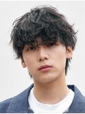 銀座波巻きスパイラルパーマシャドウパーマメンズマッシュウルフ