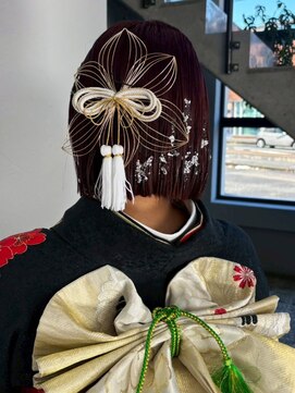 マップデザイン(map design) 成人式ヘア 和装ヘア 切りっぱなしボブ ショートアレンジ