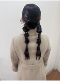お呼ばれヘアセット　ツイン編み下ろし　10代　20代