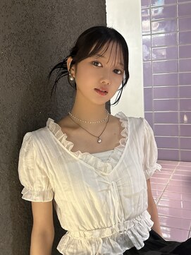 ペレ 原宿(PELE) ダークパープルナチュラルショート夏のヘアアレンジ原宿