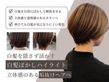 アリエス Aries 上赤江店の雰囲気（ハイライト×白髪を活かしたカラーリングで立体感あるスタイルに）