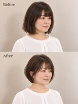 aptas 青山/表参道 白髪染め/白髪ぼかしハイライト/ボリュームアップエクステ&nbsp;表参道/青山/40代/前髪ありボブ