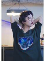 エシカ(ethica)&nbsp;[ethica_南船場] ダークパープルグレー × ショート ＋ 丸メガネ