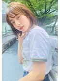 Ameri ミニボブ×オリーブベージュ×シースルーバング【新宿】