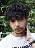 センターパートツイストスパイラルパーマメンズマッシュパーマ/