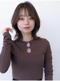 大人かわいい前髪セシルカットココアブラウンフリンジウェーブ