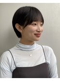 丸みショートシースルーバングくびれショートボブミニボブ